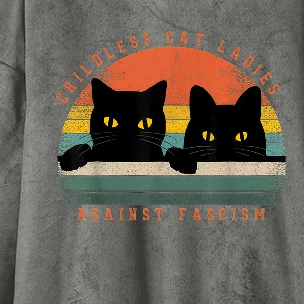 Childless Cat Ladies Against Fascism Hooded Wearable Blanket