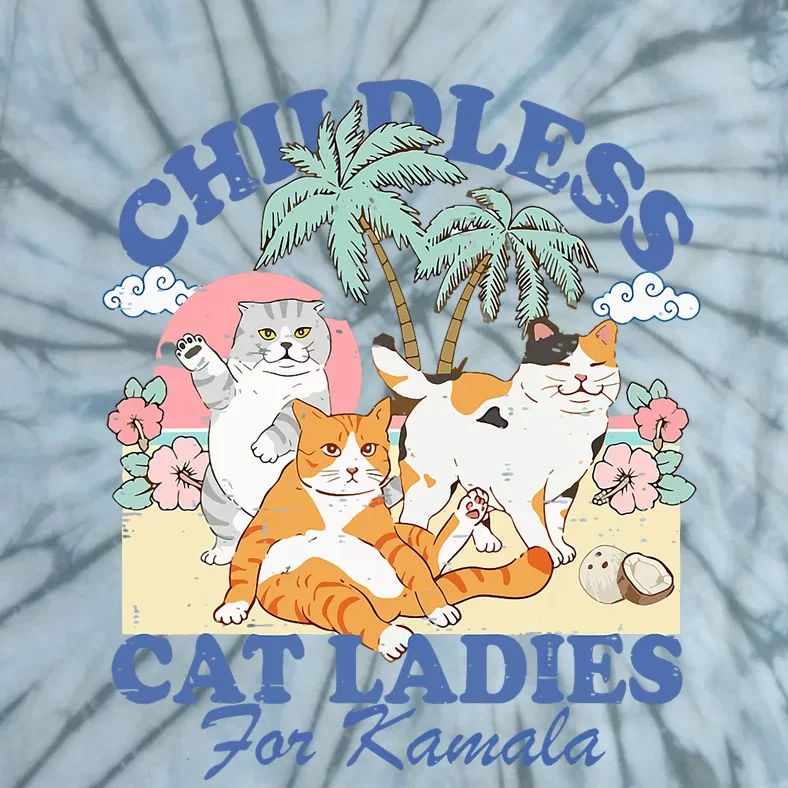 Childless Cat Lady For Kamala Harris 2024 Election Funny Cat Tie-Dye T-Shirt