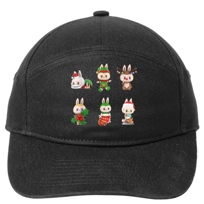 Christmas Cute Labubu Lover Labubu The Monsters Santa Xmas Gift 7-Panel Snapback Hat