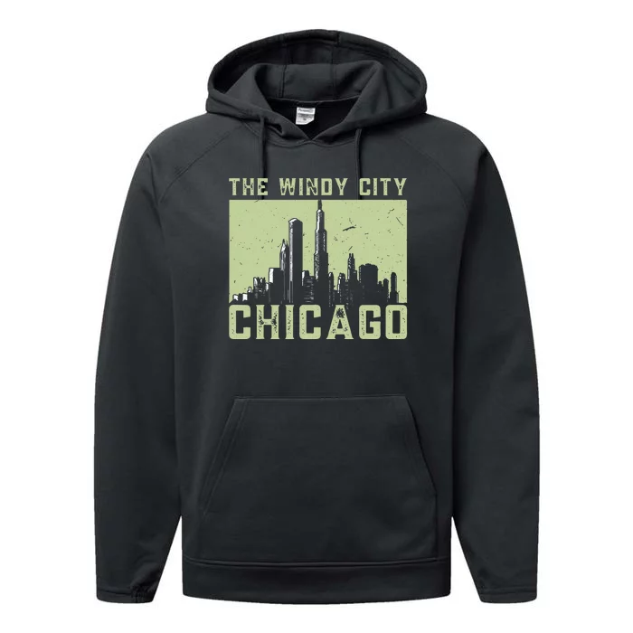 Chicago City Lover The Windy City Chicago Performance Fleece Hoodie