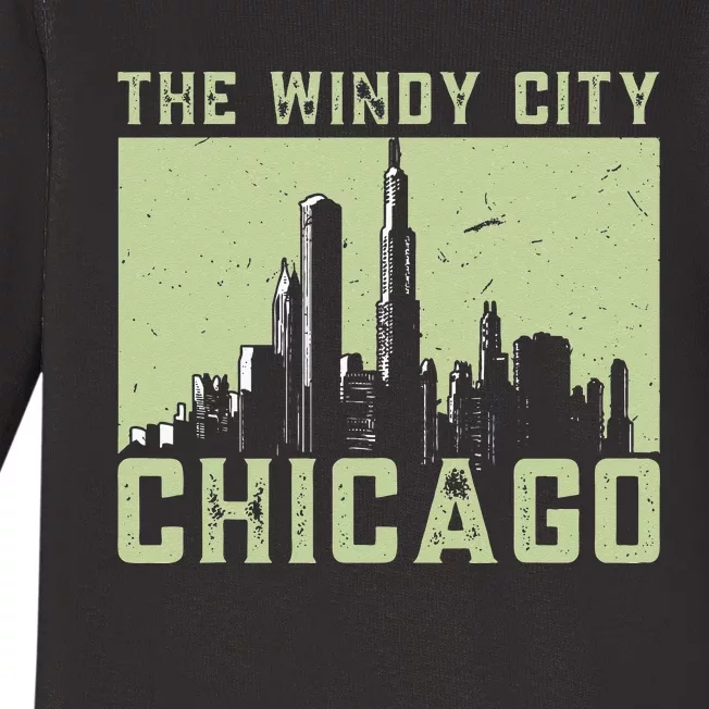 Chicago City Lover The Windy City Chicago Baby Long Sleeve Bodysuit