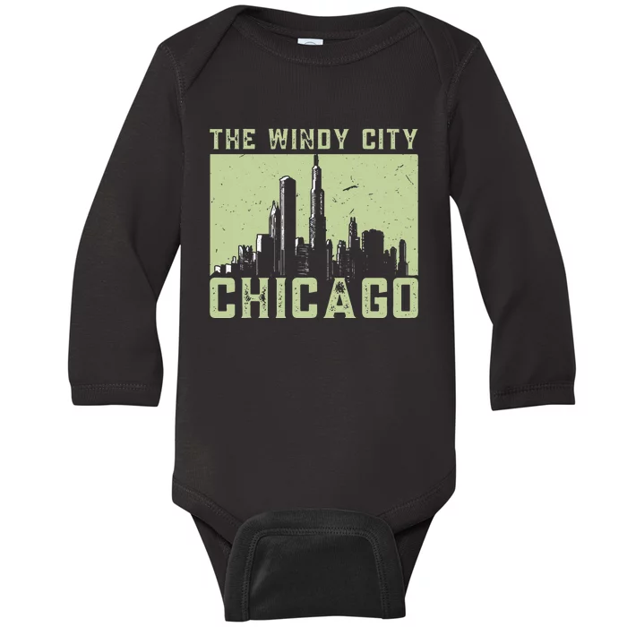 Chicago City Lover The Windy City Chicago Baby Long Sleeve Bodysuit