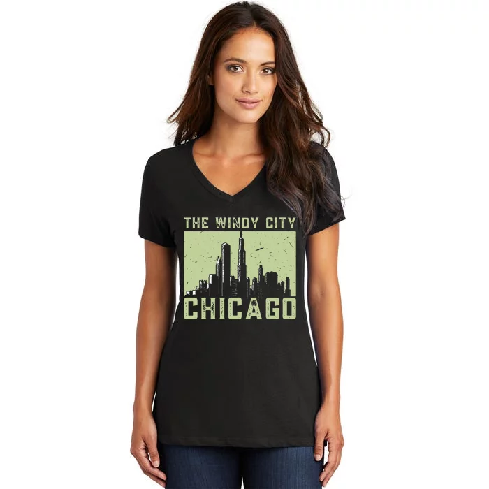 Chicago City Lover The Windy City Chicago Women's V-Neck T-Shirt