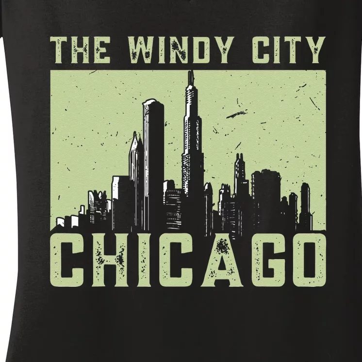 Chicago City Lover The Windy City Chicago Women's V-Neck T-Shirt