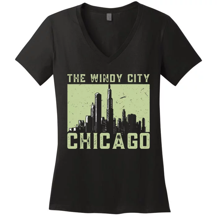 Chicago City Lover The Windy City Chicago Women's V-Neck T-Shirt