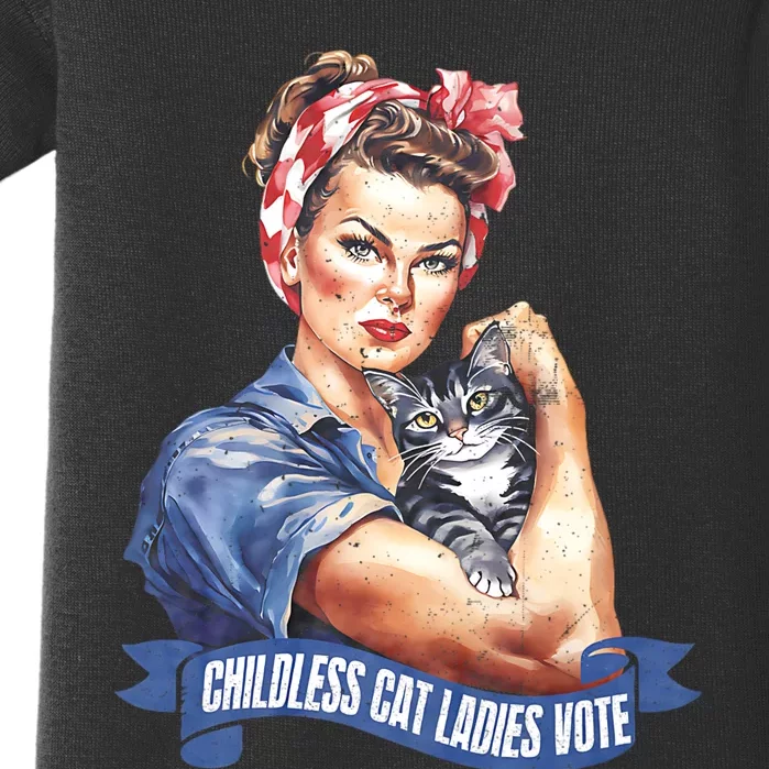 Childless Cat Ladies Vote Rosie The Riveter Baby Bodysuit