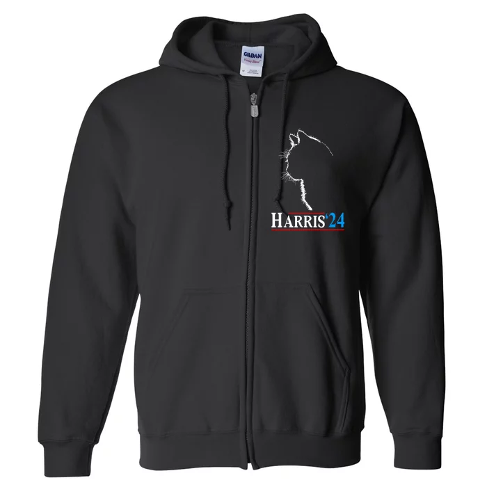 Childless Cat Lady Funny Cat Ladies For Kamala Harris 2024 Full Zip Hoodie