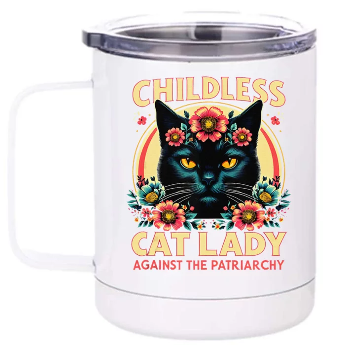 Childless Cat Ladies Against Patriarchy Us Election Day 2024 Front & Back 12oz Stainless Steel Tumbler Cup