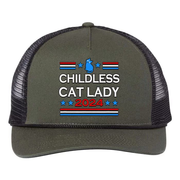 Childless Cat Lady 2024 Retro Rope Trucker Hat Cap