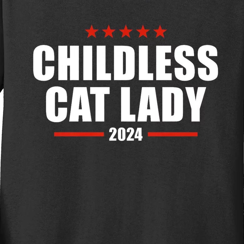 Childless Cat Lady 2024 Childless Cat Lady Kids Long Sleeve Shirt