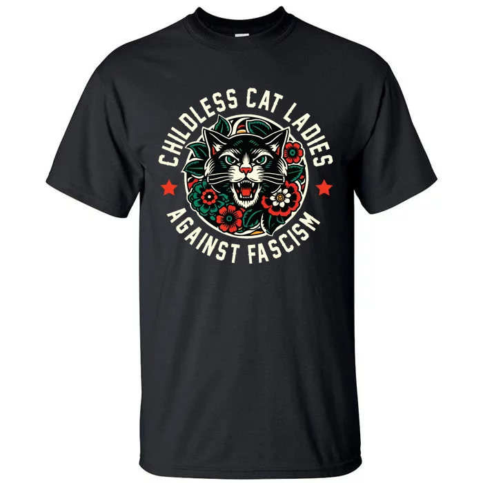 Childless Cat Ladies Against Fascism Tall T-Shirt