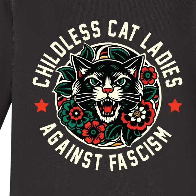 Childless Cat Ladies Against Fascism Baby Long Sleeve Bodysuit