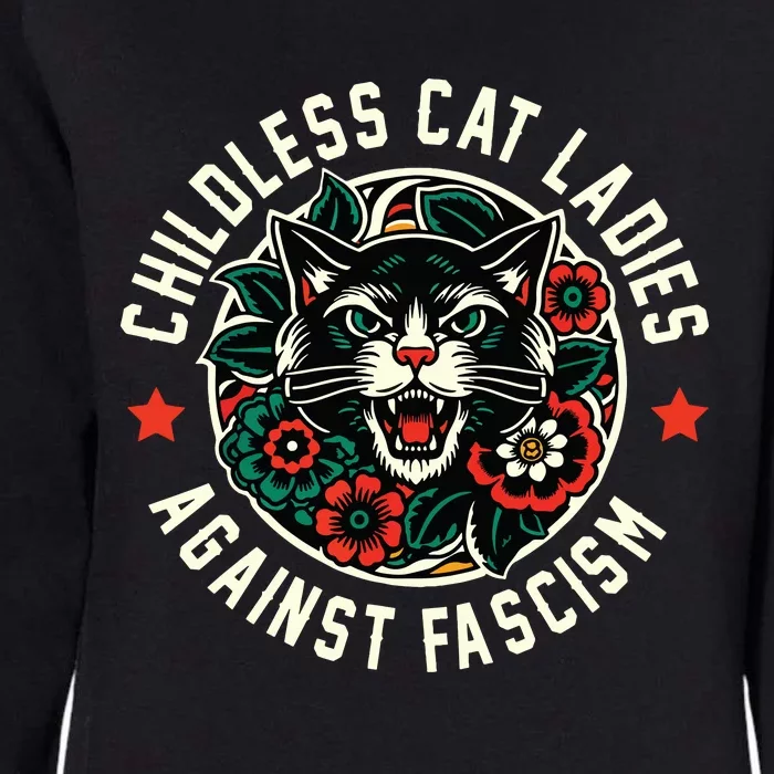 Childless Cat Ladies Against Fascism Womens California Wash Sweatshirt