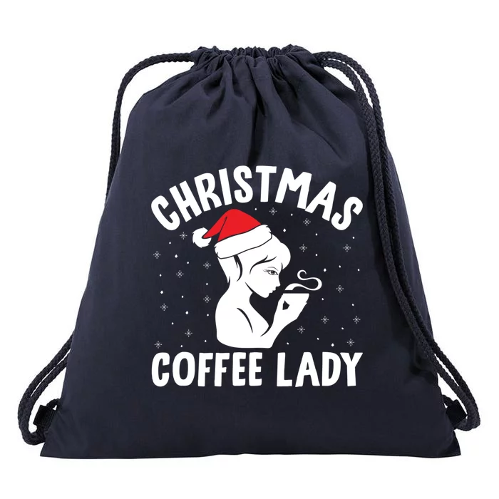 Christmas Coffee Lady Xmas Coffee Ing Holiday Lover Great Gift Drawstring Bag