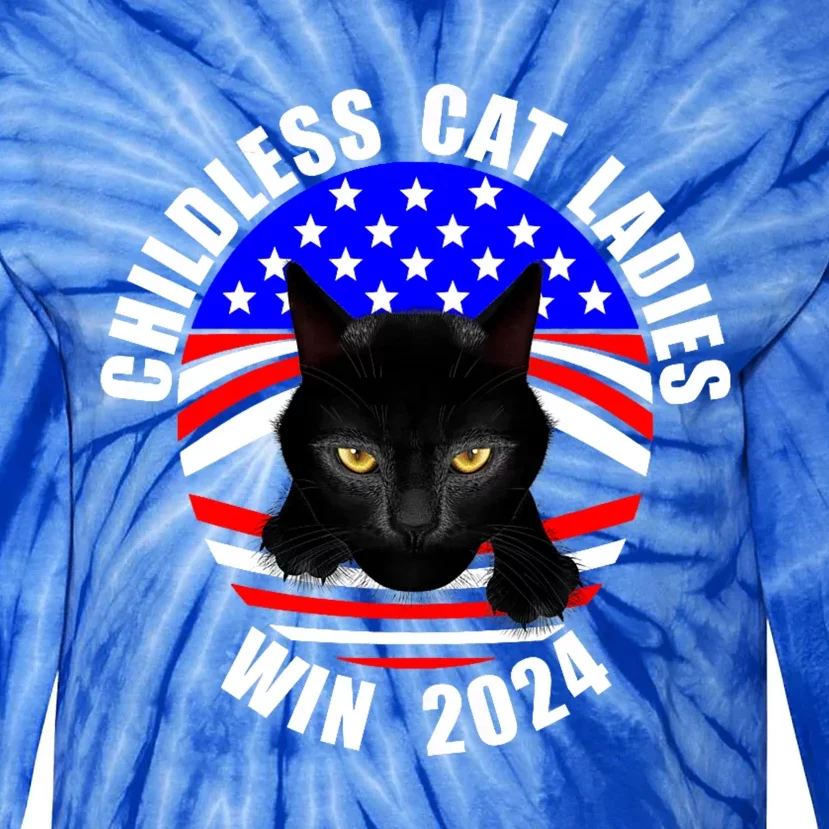 Childless Cat Ladies Vote Childless Cat Ladies Win 2024 Tie-Dye Long Sleeve Shirt