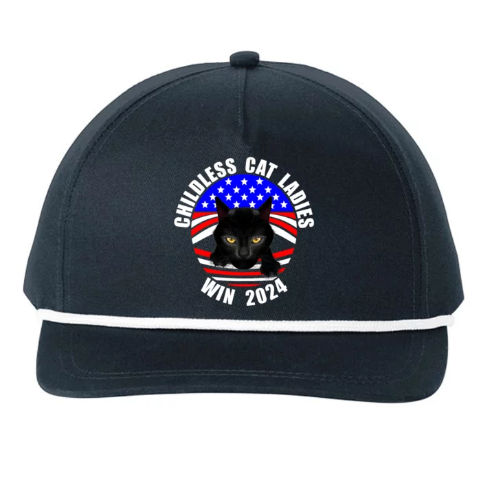 Childless Cat Ladies Vote Childless Cat Ladies Win 2024 Snapback Five-Panel Rope Hat