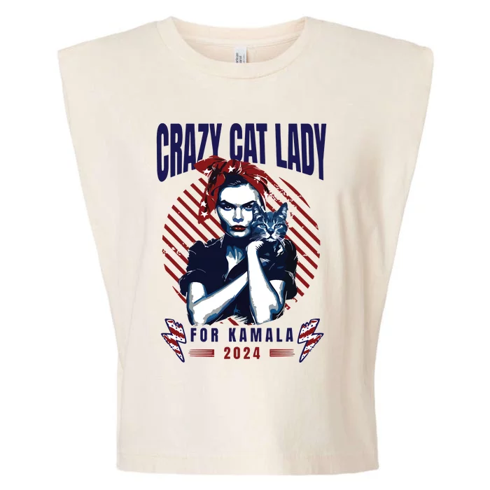 Crazy Cat Lady For Kamala 2024 Garment-Dyed Women's Muscle Tee