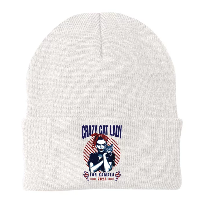 Crazy Cat Lady For Kamala 2024 Knit Cap Winter Beanie