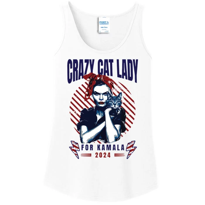 Crazy Cat Lady For Kamala 2024 Ladies Essential Tank