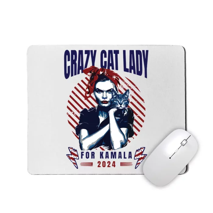 Crazy Cat Lady For Kamala 2024 Mousepad