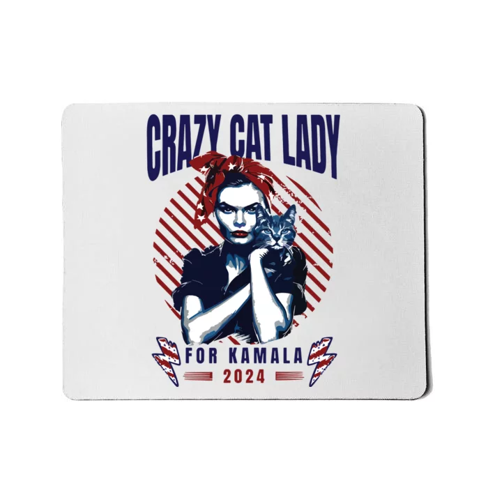 Crazy Cat Lady For Kamala 2024 Mousepad