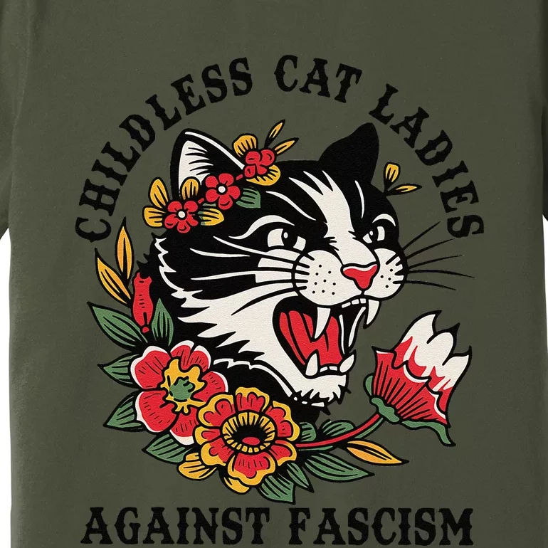 Childless Cat Ladies Against Fascism Feminist Premium T-Shirt