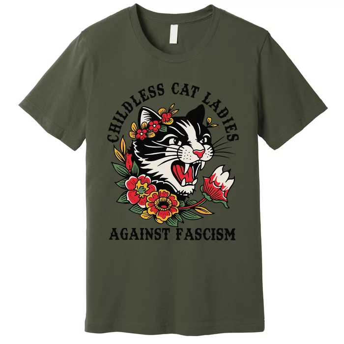 Childless Cat Ladies Against Fascism Feminist Premium T-Shirt