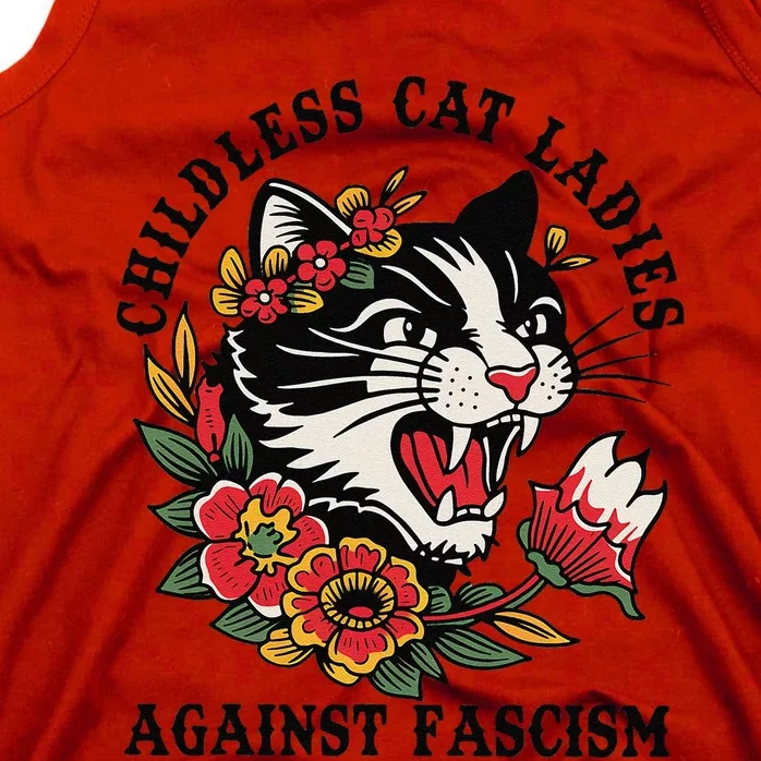 Childless Cat Ladies Against Fascism Feminist Tank Top