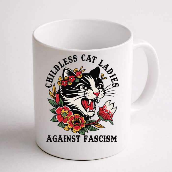 Childless Cat Ladies Against Fascism Feminist Front & Back Coffee Mug