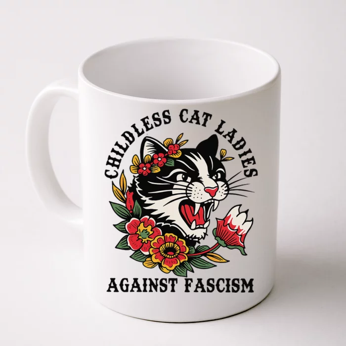 Childless Cat Ladies Against Fascism Feminist Front & Back Coffee Mug