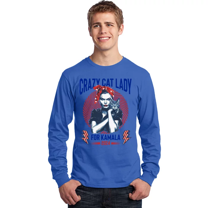 Crazy Cat Lady For Kamala 2024 Kamala Election 2024 Vote Great Gift Long Sleeve Shirt