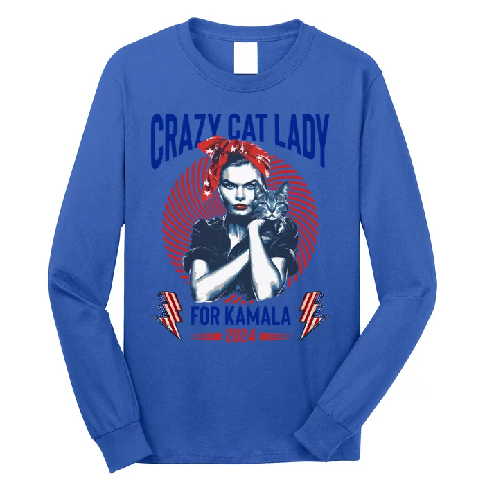 Crazy Cat Lady For Kamala 2024 Kamala Election 2024 Vote Great Gift Long Sleeve Shirt