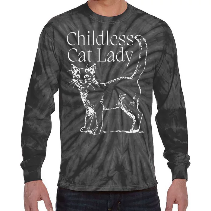 Childless Cat Lady Kamala 2024 Gift Tie-Dye Long Sleeve Shirt