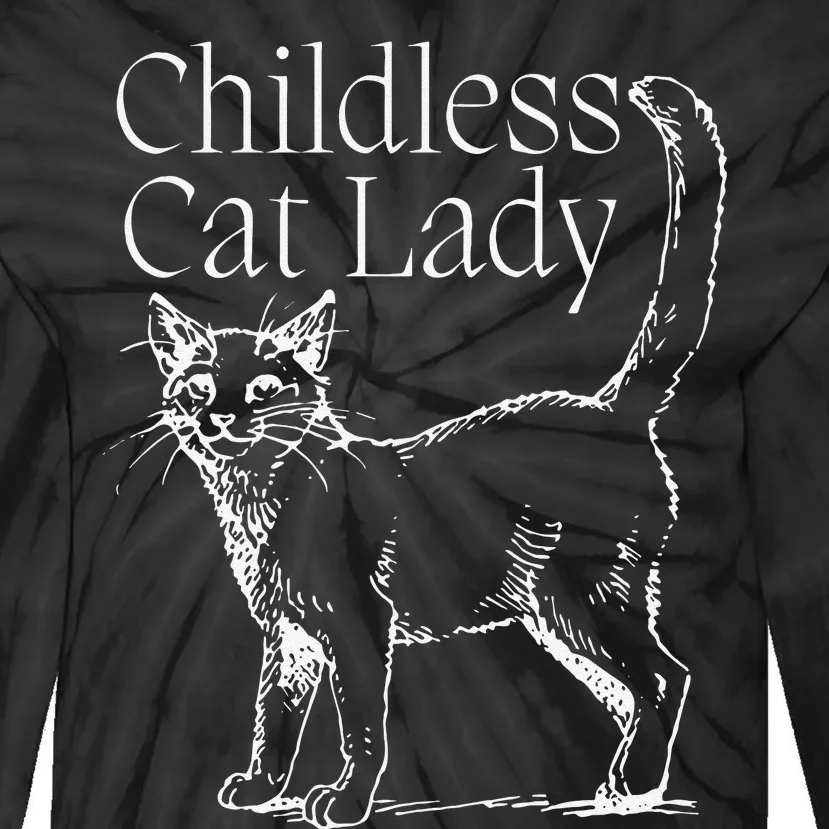 Childless Cat Lady Kamala 2024 Gift Tie-Dye Long Sleeve Shirt