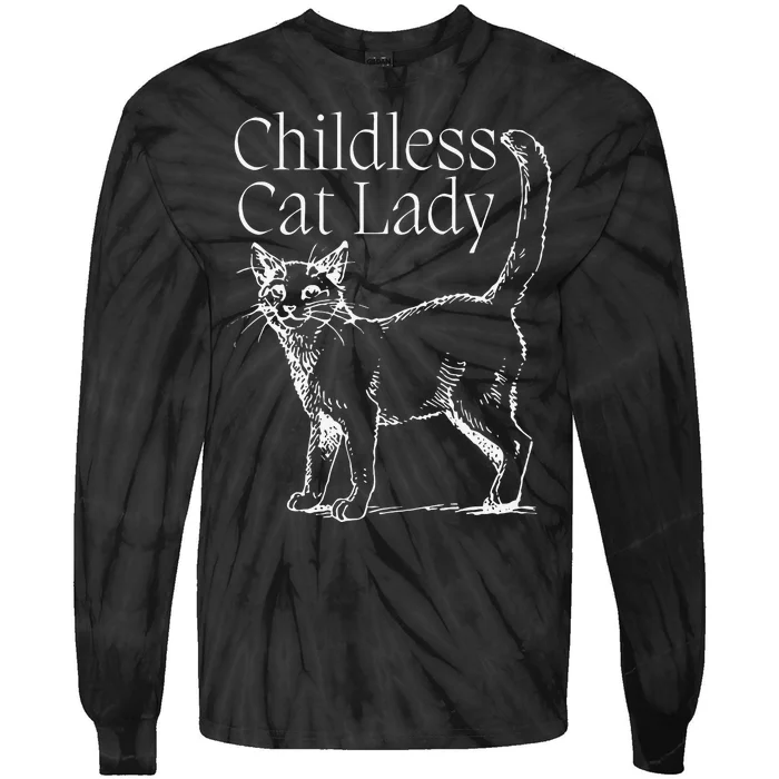 Childless Cat Lady Kamala 2024 Gift Tie-Dye Long Sleeve Shirt