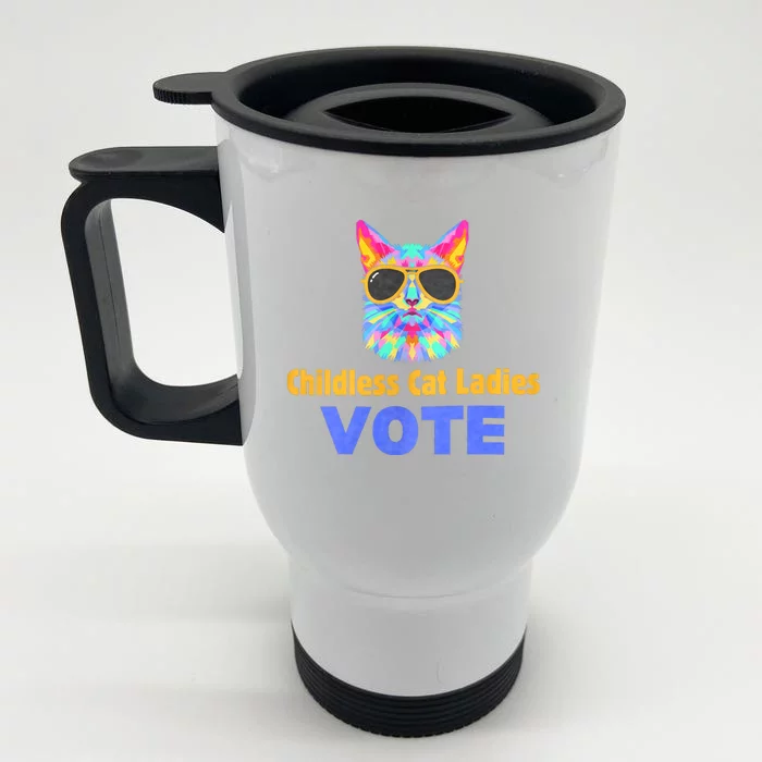 Childless Cat Ladies Vote Blue Front & Back Stainless Steel Travel Mug