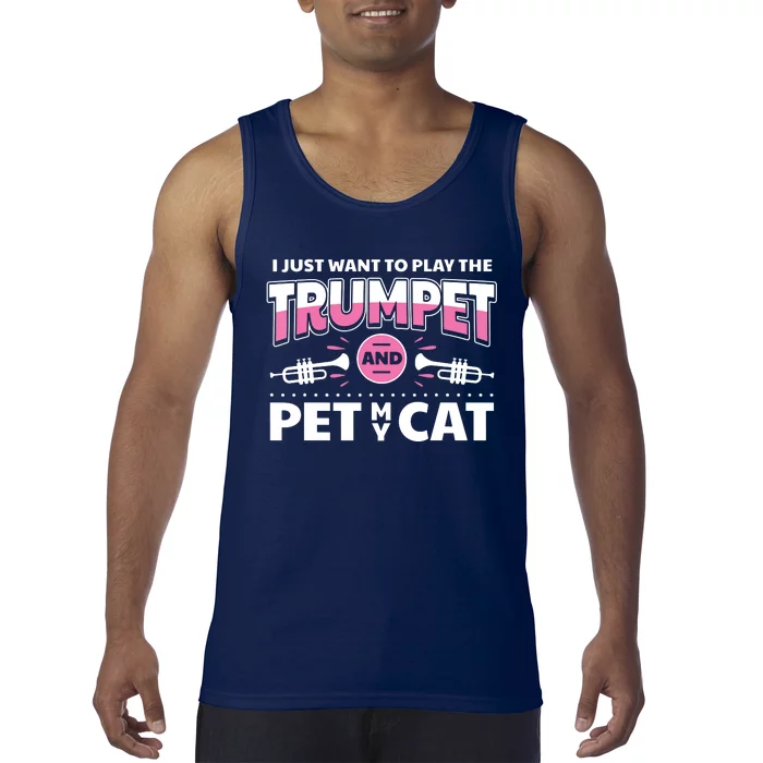 Cute Cat Lover Trumpet Player Saying Trumpeter Tank Top