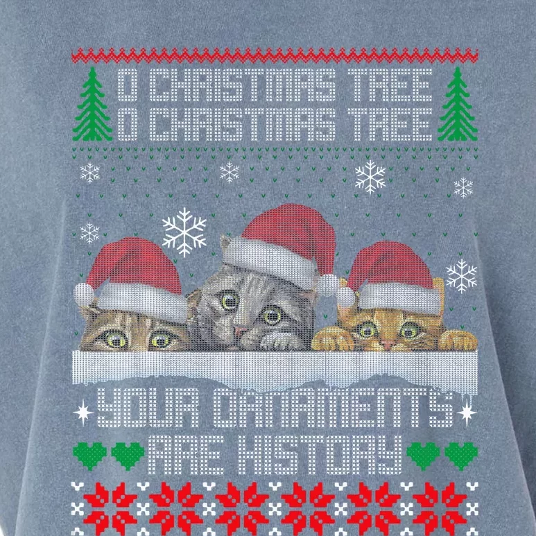 Christmas Cat Lover Holiday Xmas Gift Ugly Sweater Garment-Dyed Women's Muscle Tee