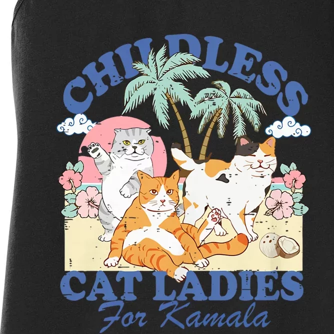 Childless Cat Lady For Kamala Harris 2024 Election Funny Cat Women's Racerback Tank