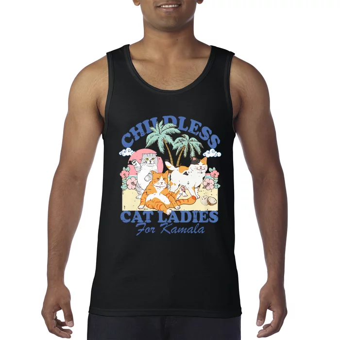 Childless Cat Lady For Kamala Harris 2024 Election Funny Cat Tank Top