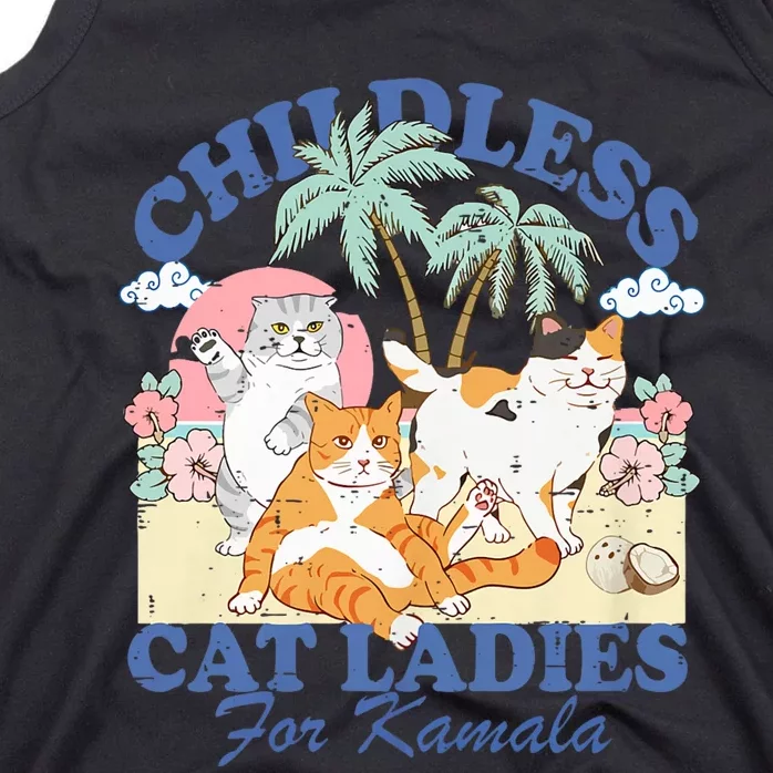 Childless Cat Lady For Kamala Harris 2024 Election Funny Cat Tank Top