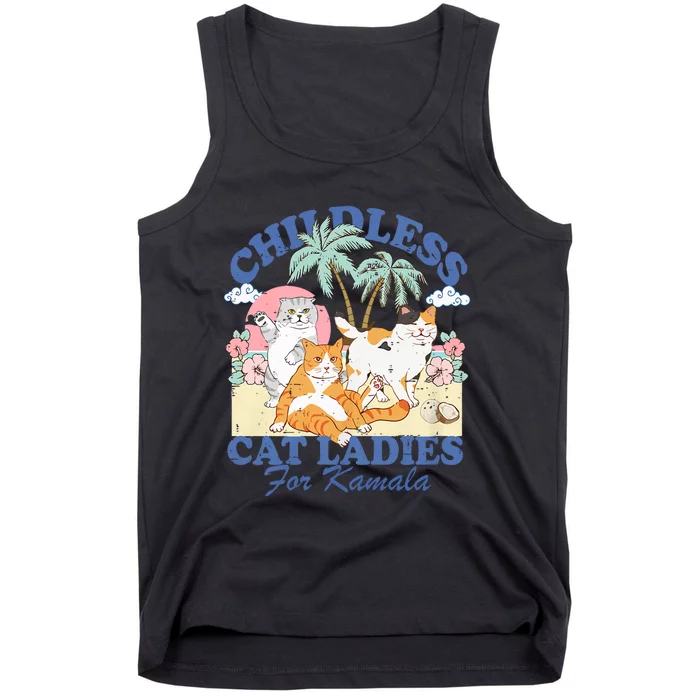 Childless Cat Lady For Kamala Harris 2024 Election Funny Cat Tank Top