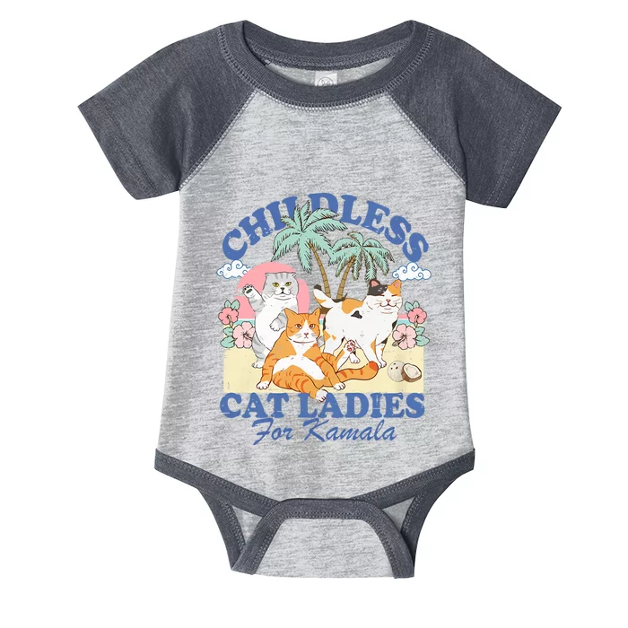 Childless Cat Lady For Kamala Harris 2024 Election Funny Cat Infant Baby Jersey Bodysuit