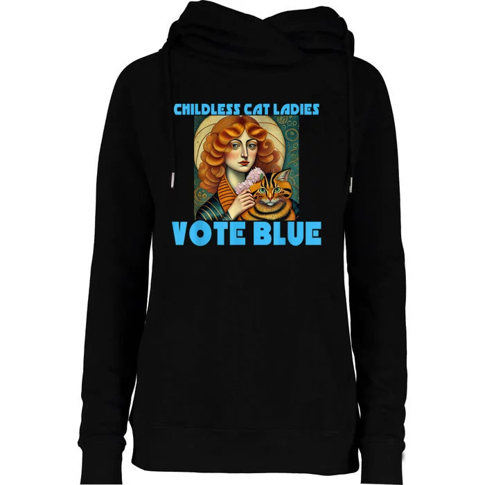 Childless Cat Ladies Vote Blue Womens Funnel Neck Pullover Hood