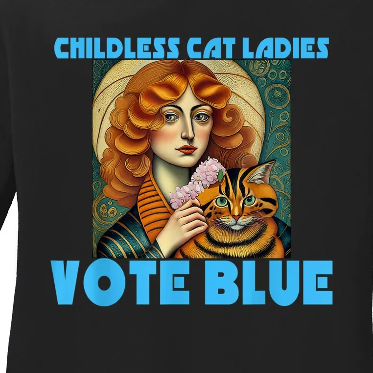 Childless Cat Ladies Vote Blue Ladies Long Sleeve Shirt