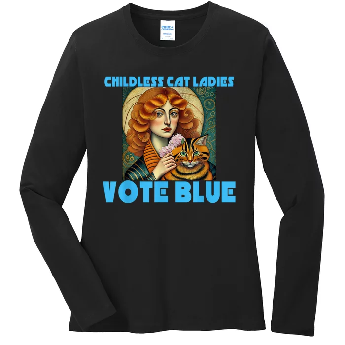 Childless Cat Ladies Vote Blue Ladies Long Sleeve Shirt