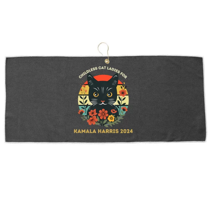 Childless Cat Ladies For Kamala Harris 2024 Election Large Microfiber Waffle Golf Towel