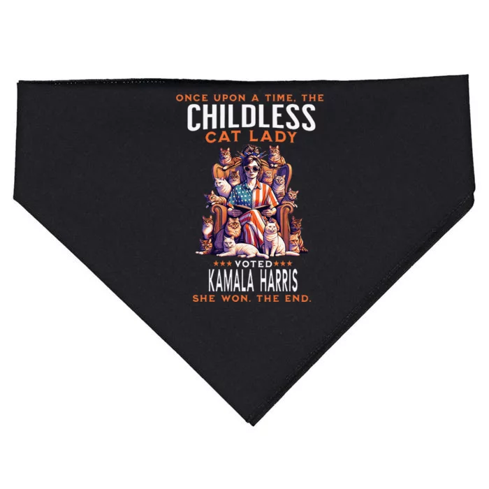 Childless Cat Lady Funny Kamala Harris 2024 Cat Owner USA-Made Doggie Bandana