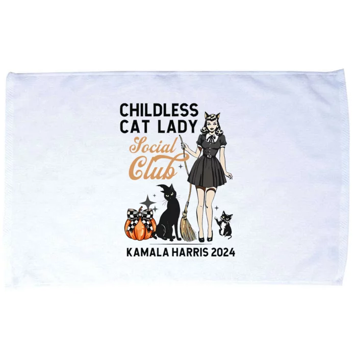 Childless Cat Lady Vote Halloween Witches Feminist Kamala Microfiber Hand Towel