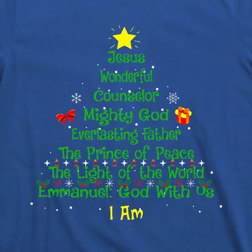 Christian Christmas Lover Bible Names of Jesus Tree Xmas T-Shirt